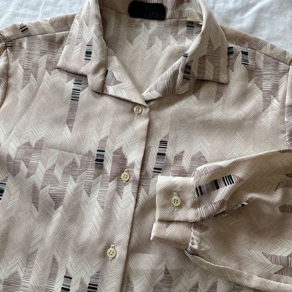 Vintage St‎ Germain Women's Blouse Size 10 Long Sleeve Geometric Button Down Top